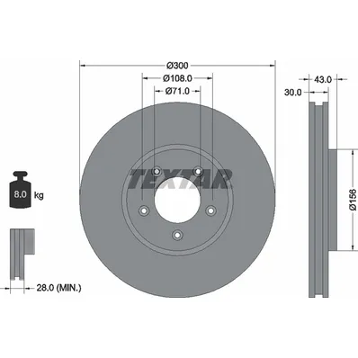 Диск тормозной передний с покрытием PRO FORD USA/JAGUAR/LINCOLN TEXTAR 92099003