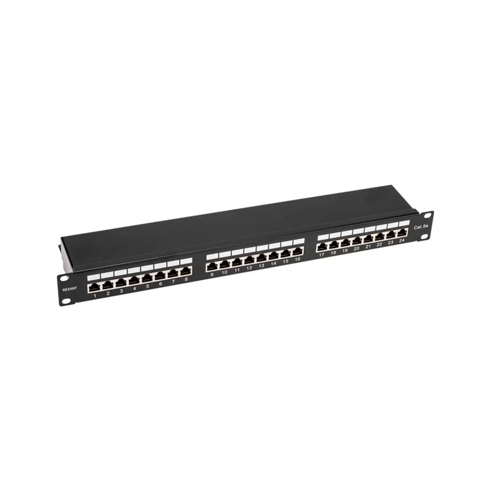 Панель коммутационная 19, 1U, 24 порта, STP, RJ-45, CAT 5e PRO REXANT 02-0041