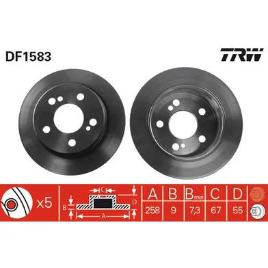 Диск тормозной задний MB W202 /D=258MM TRW DF1583