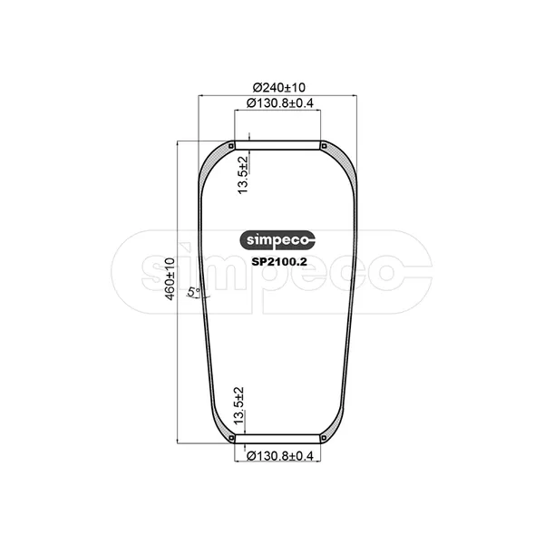 Пневморессора (баллон) MAN, MERCEDES, NEOPLAN о.н.0220024100 (SP2100.2011) SIMPECO SP2100.2011