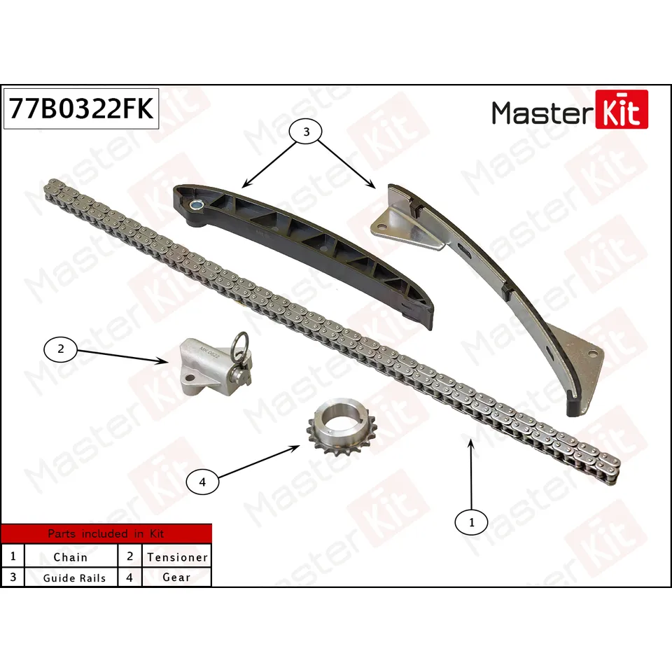 Комплект цепи ГРМ GEELY JLy-4G15/JLy-4G18 MASTERKIT 77B0322FK