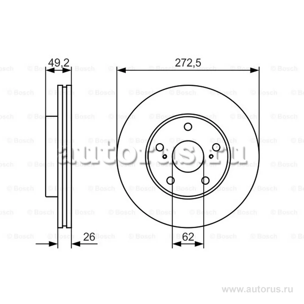 Диск тормозной передний, PREMIUM-2 BOSCH 0 986 479 R45