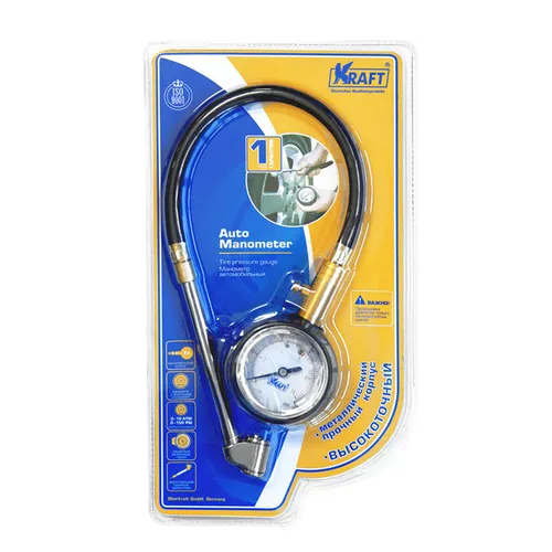 Манометр овый со шлангом KRAFT KT830003