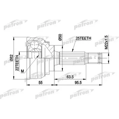 ШРУС наружн к-кт 25x50x22 MITSUBISHI: COLT 78-05/92, GA PATRON PCV1026
