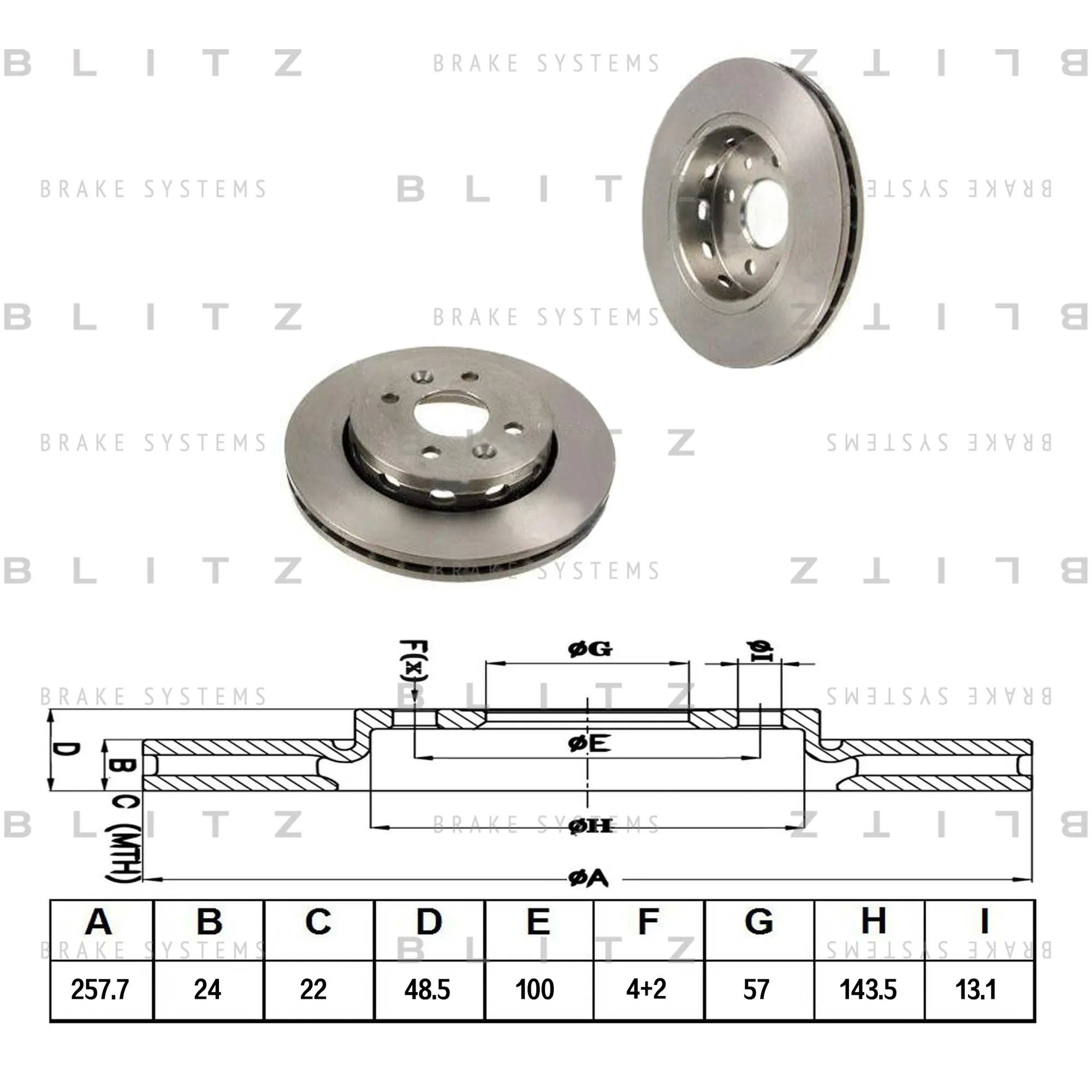 Диск тормозной передний вентилируемый KIA SPECTRA/SHUMA 01-> BLITZ BS0317