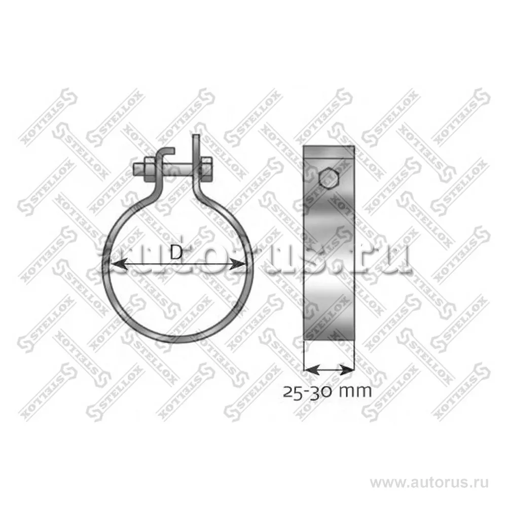 Хомут трубы глушителя d 130.5 h 25-30 MB STELLOX 82-01067-SX