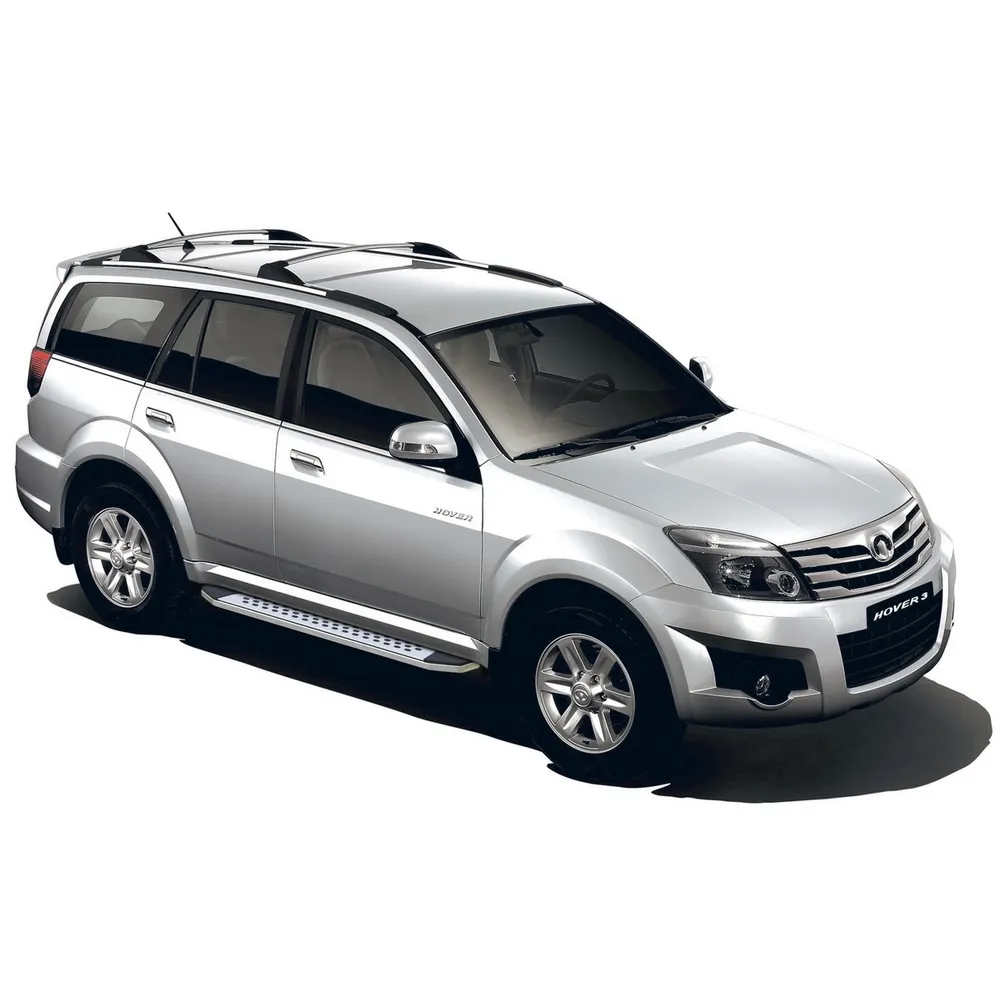 Порог алюминиевый Bmw-Style овалы DW Hower, Great Wall H3, Hover H3, Hover H5 DW Hower H3 2017-/Great Wall Hover H3 2010-2014 2014-2016/Hover H5 2011-2016 Серебристый, черный Rival B173AL.2001.4