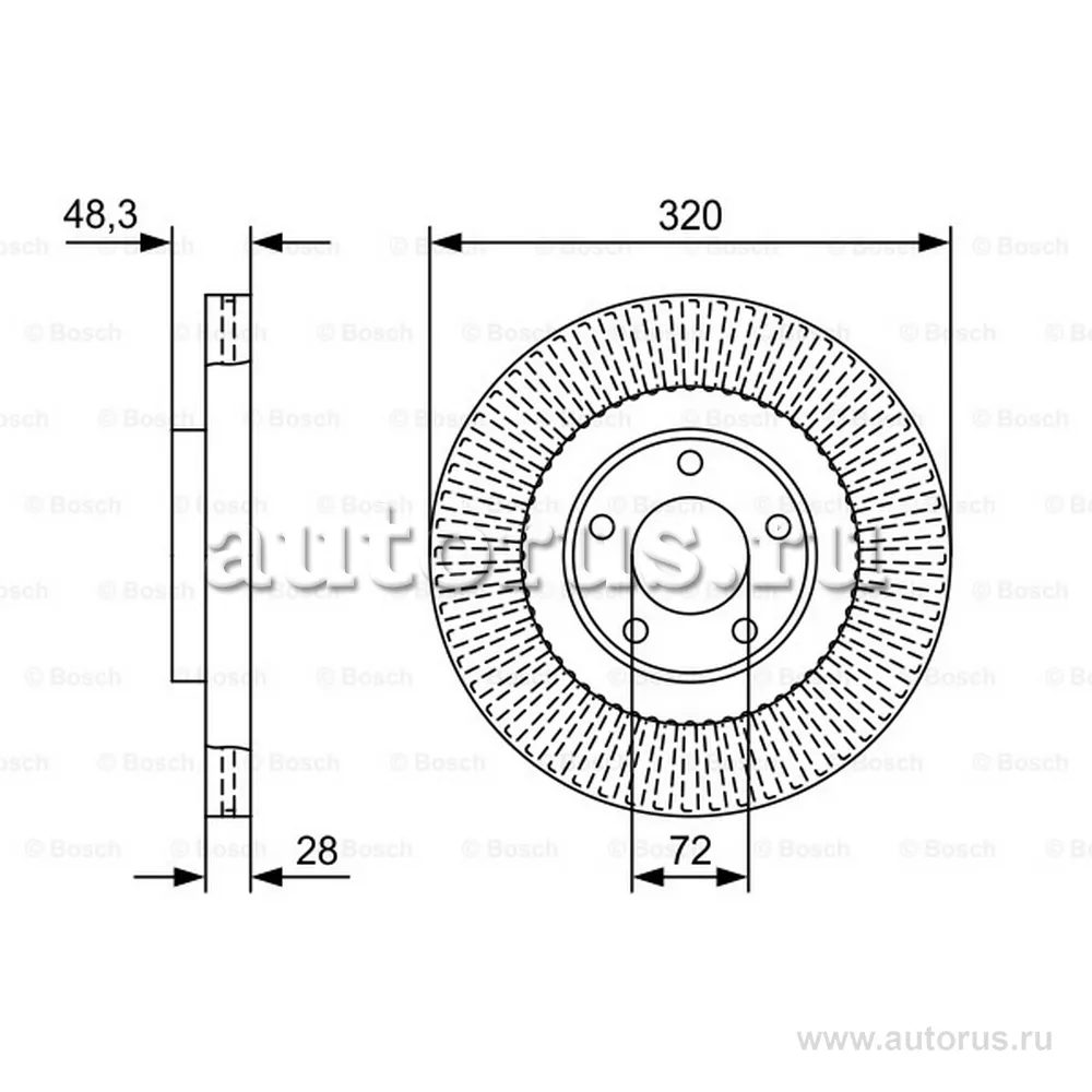 Диск тормозной передний BOSCH 0986479W04