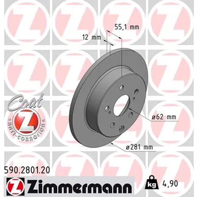 Диск тормозной ZIMMERMANN 590280120