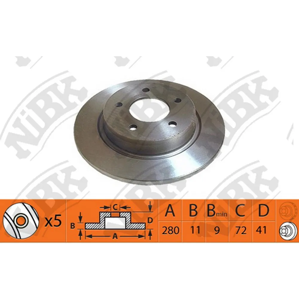 Диск тормозной задний MAZDA 3/5/PREMACY NIBK RN1373