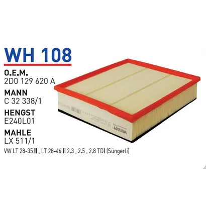 Фильтр воздушный MB Spr VW LT WUNDER FILTER WH108