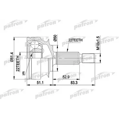 ШРУС наружн к-кт 22x50x22 VOLVO: 440 K 88-96, 460 L 88- PATRON PCV1273