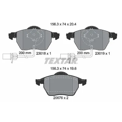 Колодки передние Epad AD A4/A6 98-> VW B5 00-> однопоршневые TEXTAR 2301881