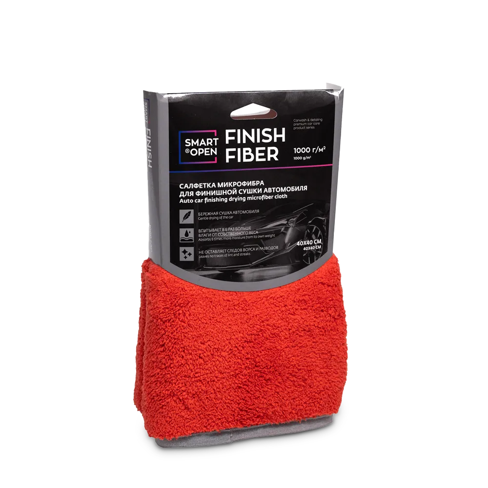Микрофибра для сушки 1000 г/м 40х40 Finish fiber 1 шт SMART OPEN 160333