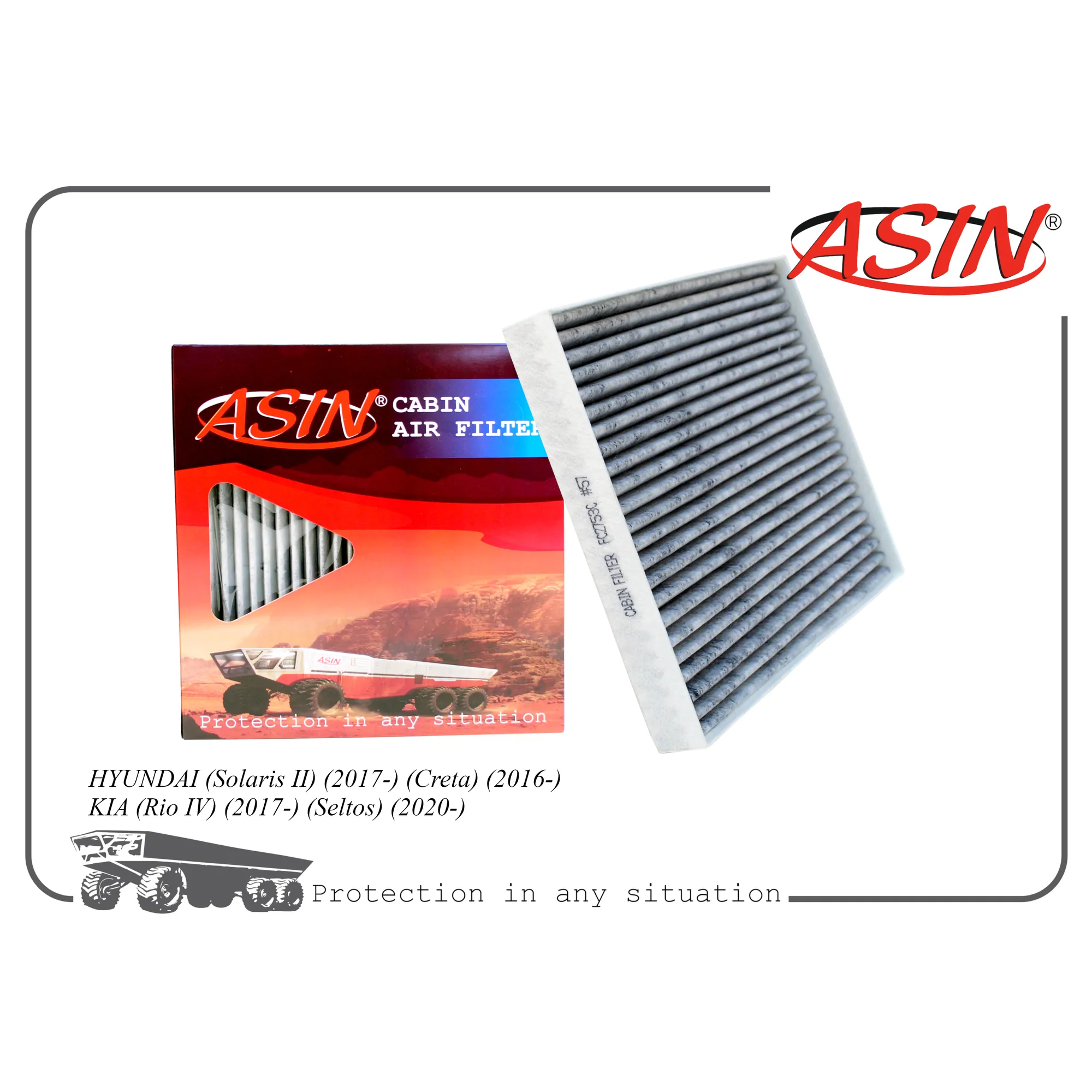 Фильтр салонный (угольный) HYUNDAI Solaris/Creta/Tucson KIA Rio ASIN ASIN.FC2753C