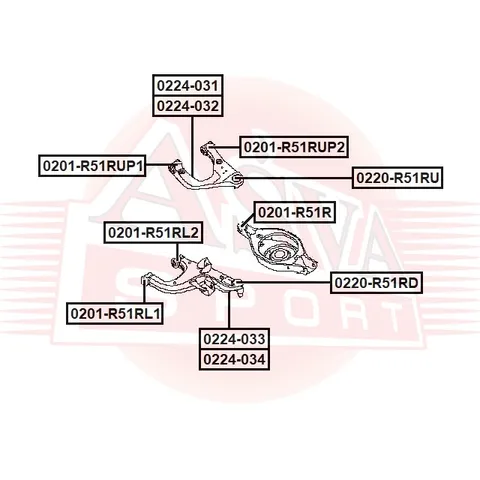 Сайлентблок заднего верхнего рычага передний ASVA 0201-R51RUP1
