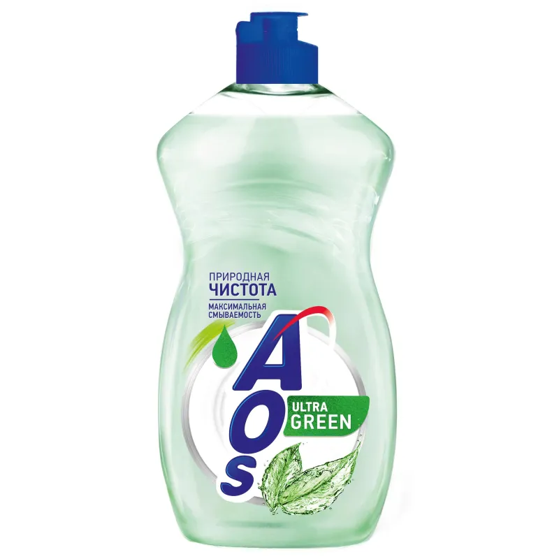 Средство для мытья посуды AOS Ultra Green 450гр 1621250
