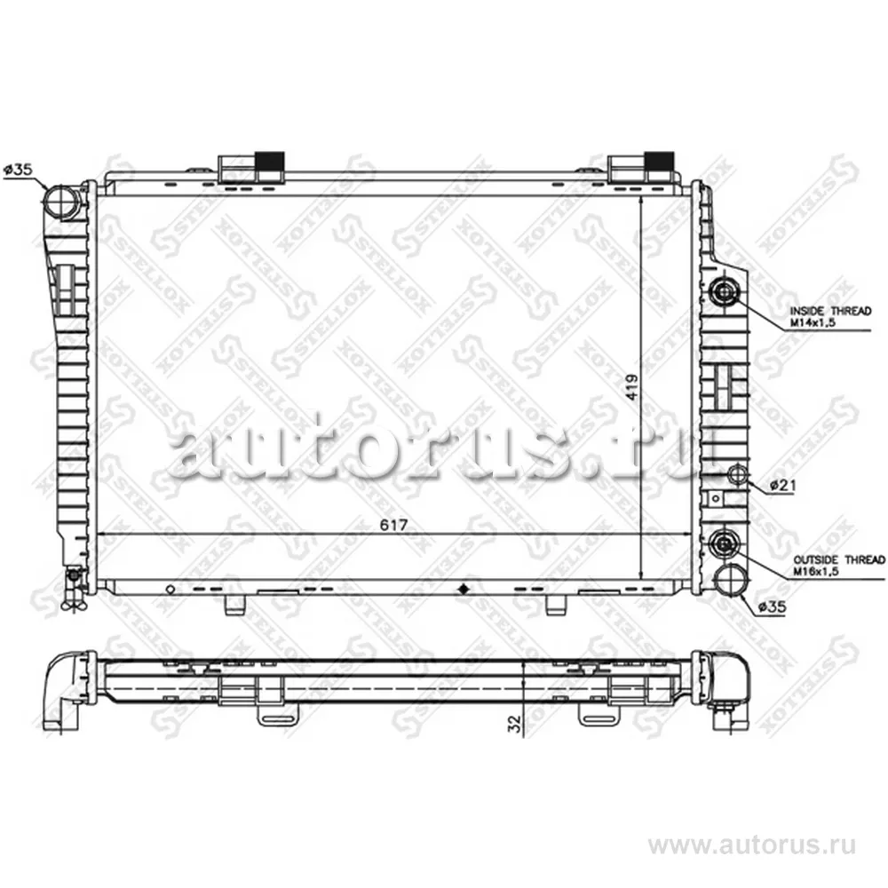 Радиатор системы охлаждения MB W202 1.8-2.8 93> STELLOX 10-25095-SX