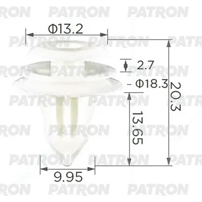 Клипса пластмассовая Toyota,Lexus,Honda,Hyundai,Kia,GM,Daihatsu,Citroen PATRON P37-3569