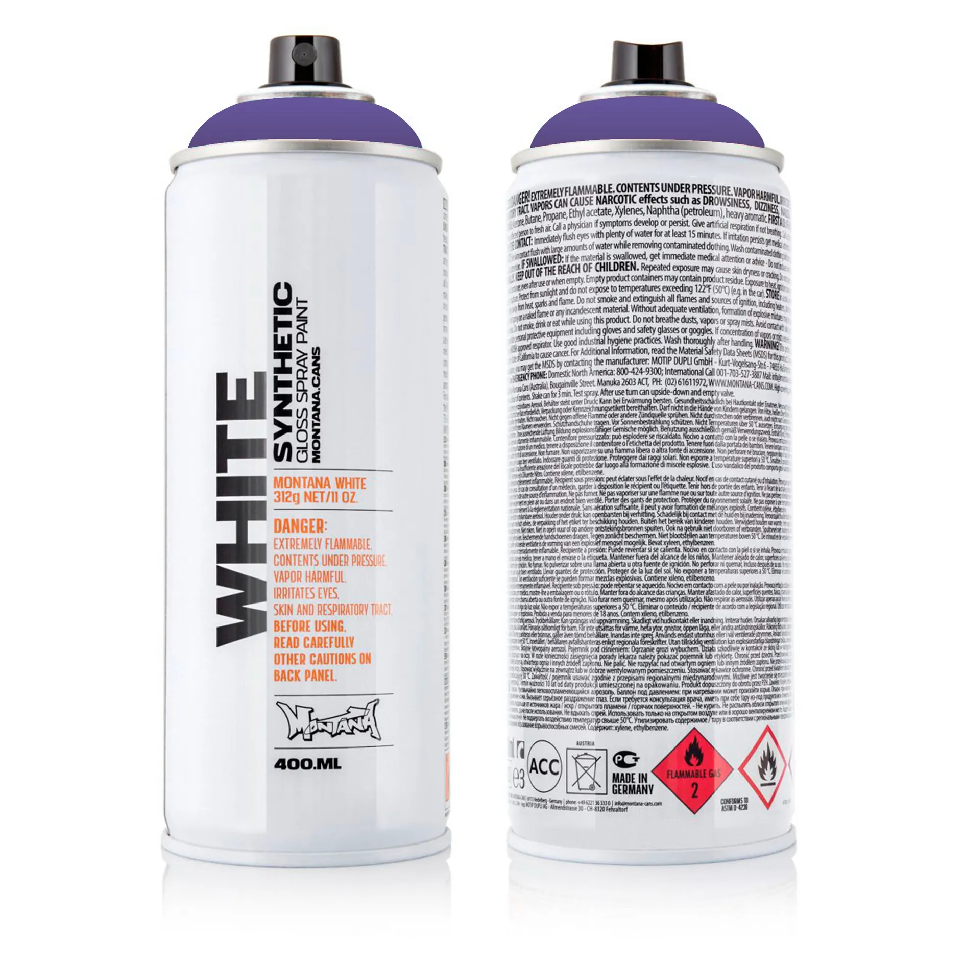 Краска WHITE фиолетовая MONTANA CANS 4140 WHT