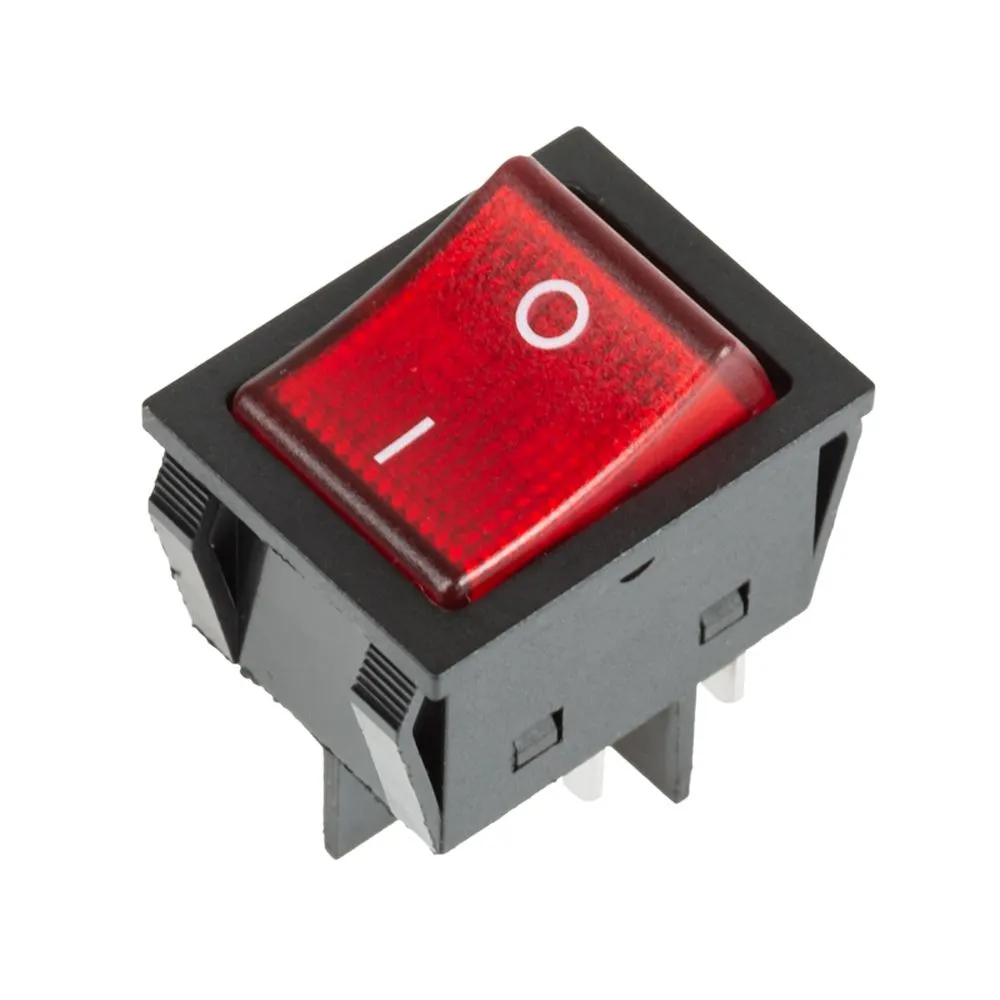 Выключатель клавишный 250V 30А (4с) ON-OFF красный с подсветкой (RWB-502) REXANT 36-2346