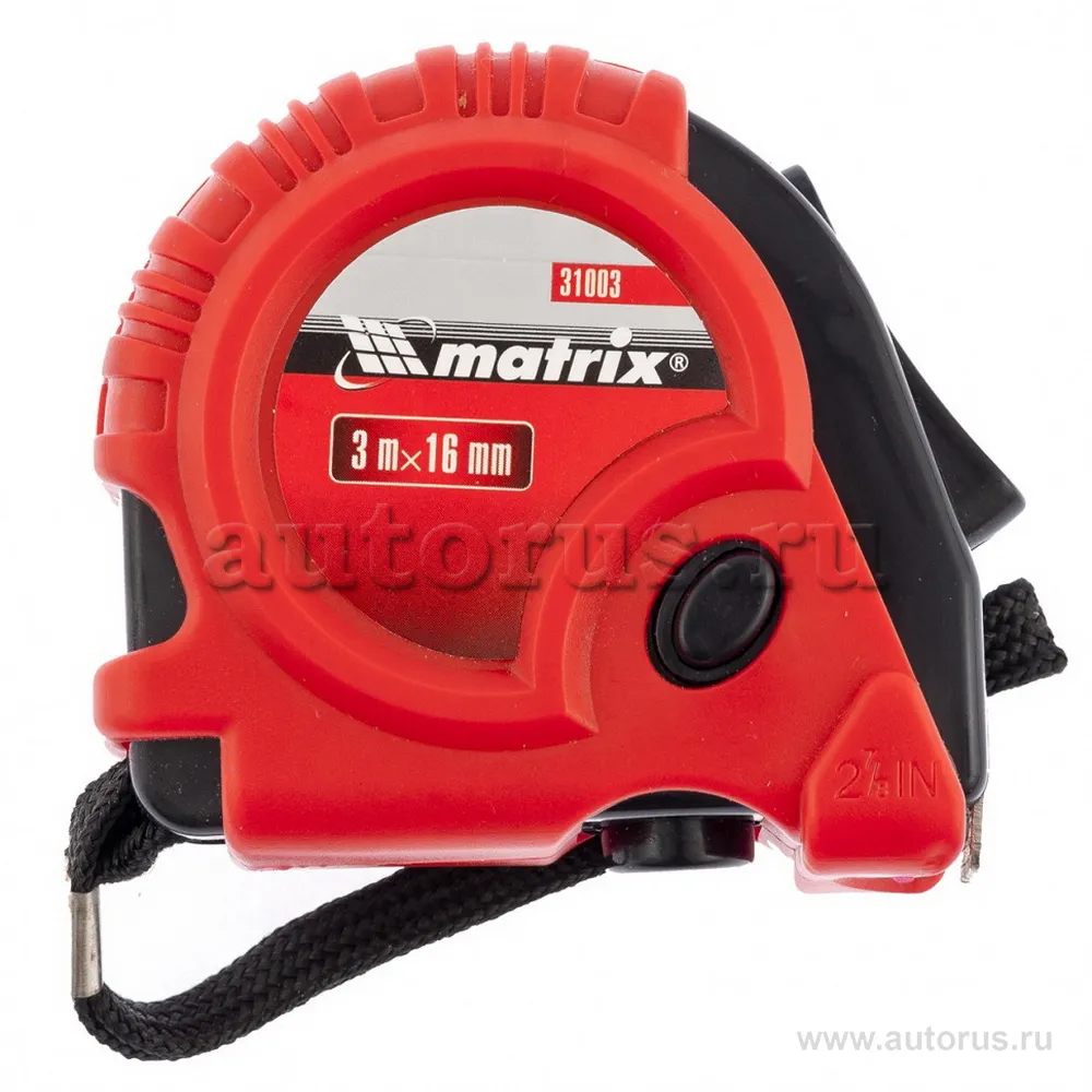Рулетка Rubber, 3 м x16 мм, обрезиненный корпус MATRIX 31003
