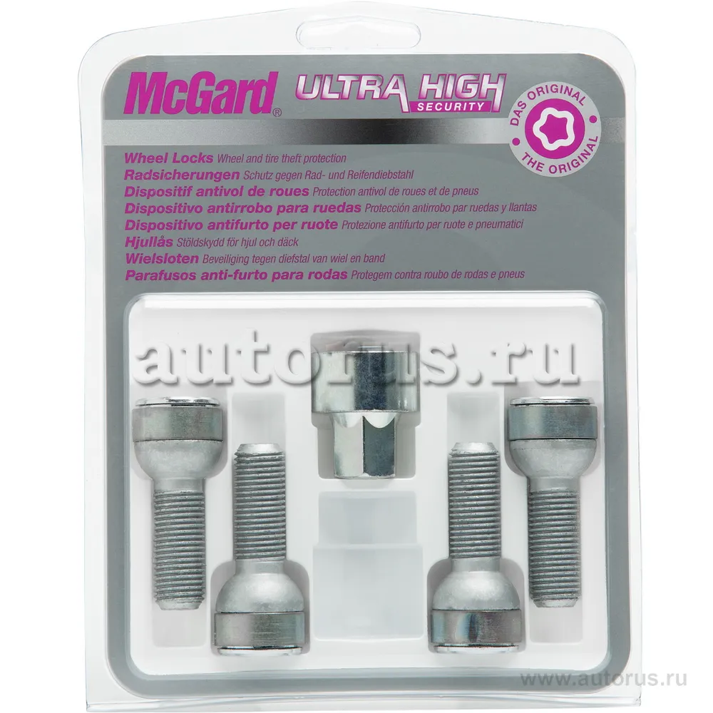 Секретки колесные болт M14x1,5 хром, длинна 65,7 mm, полусфера, под ключ 17 mm McGard 28017 SL