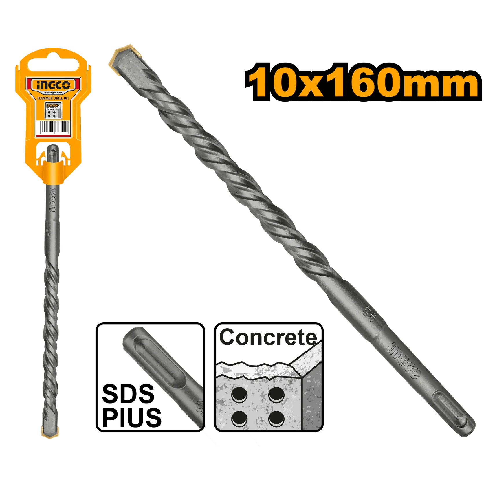 Сверло по бетону 10 мм L 160 SDS plus INGCO DBH1211002