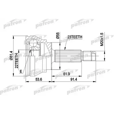 ШРУС наружн к-кт 23x55x22 FORD: ESCORT 1.3-1.8 80-90, O PATRON PCV1014