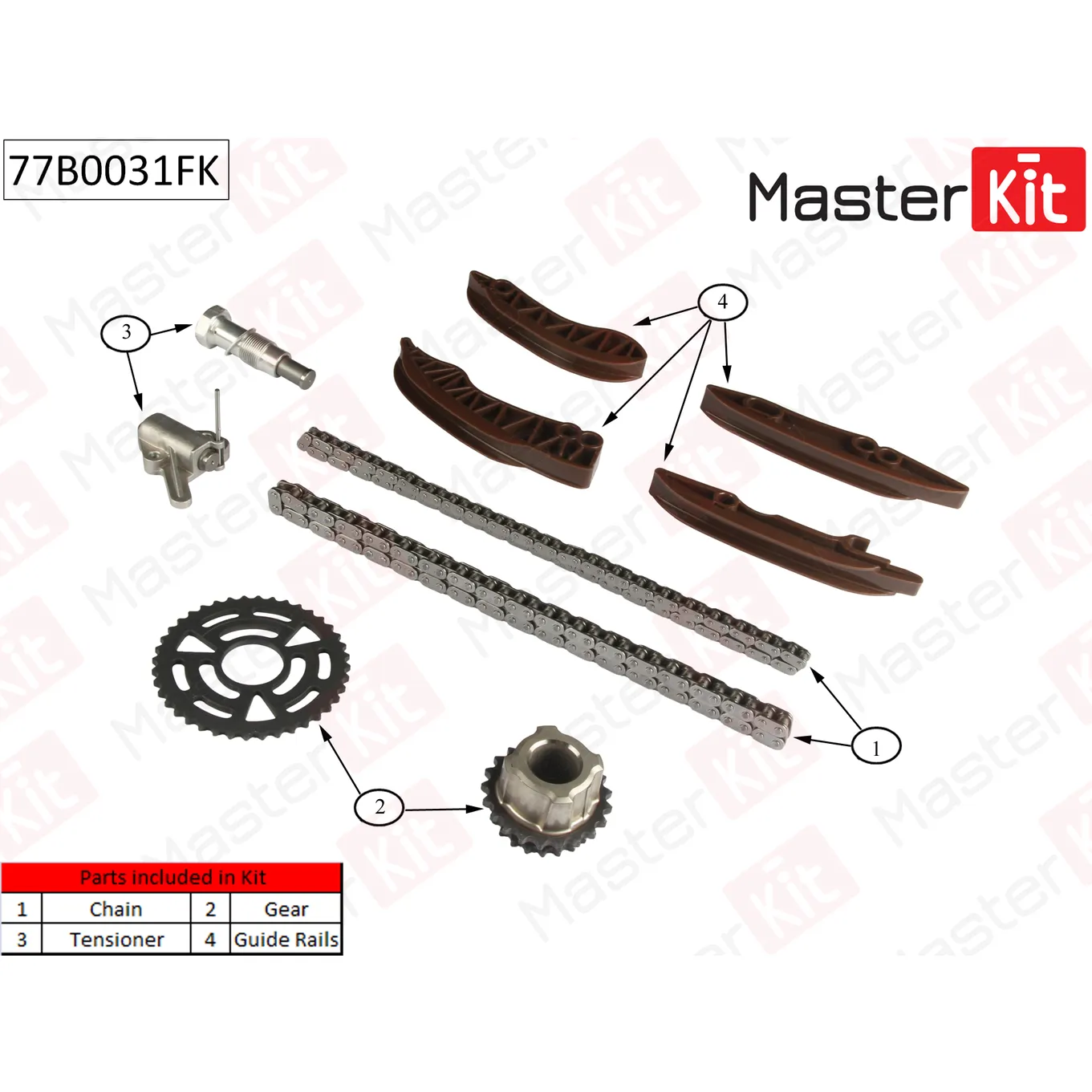 Цепь ГРМ к-кт MASTERKIT 77B0031FK