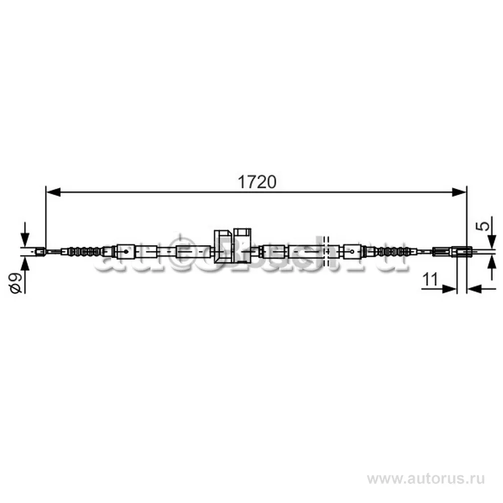 Трос ручного тормоза AUDI A8 94-02, BOSCH 1987477882