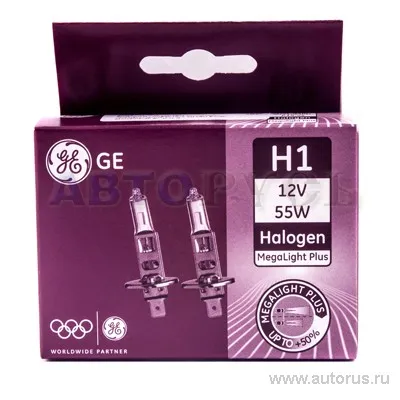 Лампа 12V H1 55W +50% GE Lighting MEGALIGHT PLUS 2 шт. DUOBOX 99668