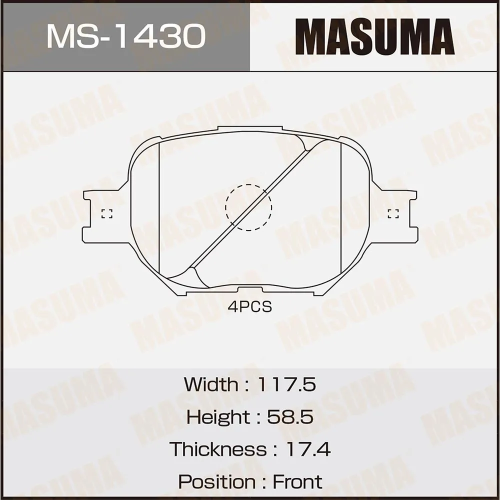 Колодки передние TOYOTA ALLEX MASUMA MS-1430