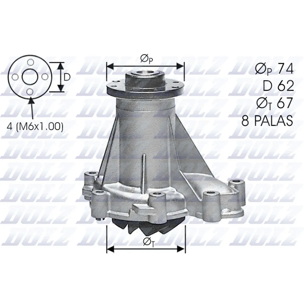 Помпа, водяной насос SSANG YONG Korando/Musso 2.3D/2.9D DOLZ M-376
