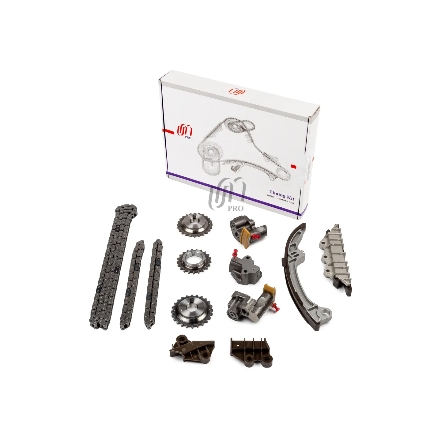 Комплект ГРМ NISSAN VQ35DE 2001-2005 (3 цепи 3 натяжителя успокоители 3 звездочки)(13028-31U00) UM UNITED MOTORS 30CDC054