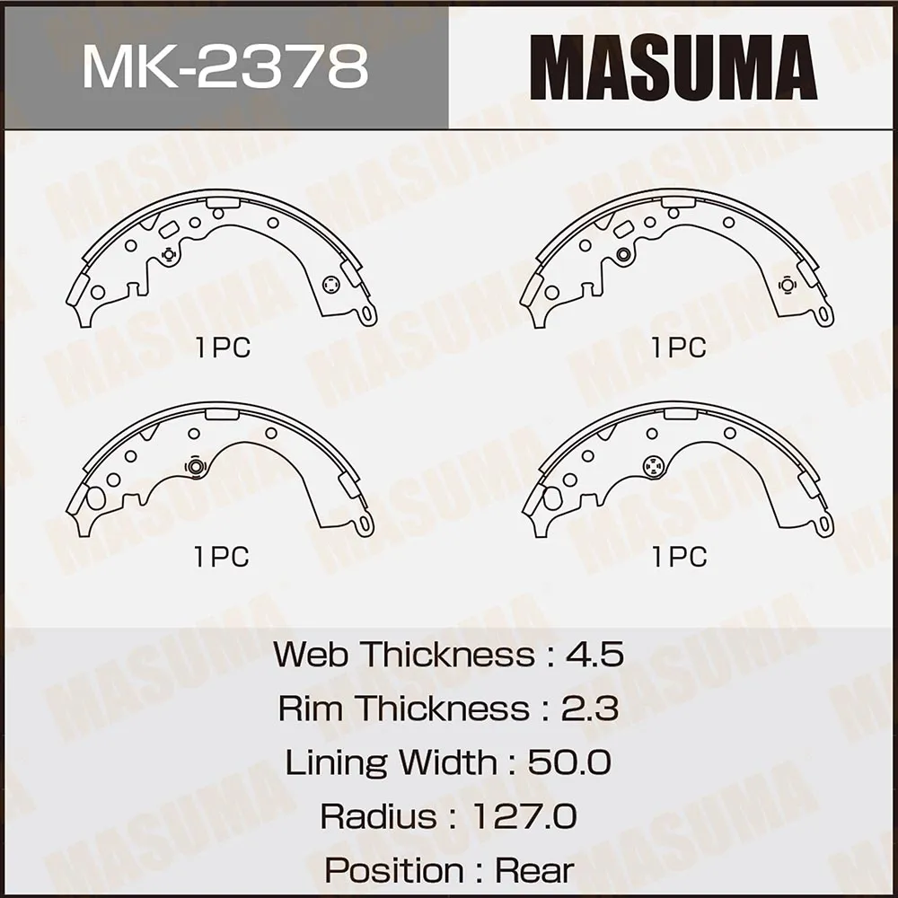Колодки барабанные TOYOTA HIACE MASUMA MK-2378