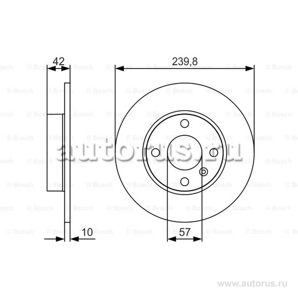Диск тормозной задний (PREMIUM2) OPEL ASTRA F/G/H/ZAFIRA A/D=240MM BOSCH 0 986 479 S52
