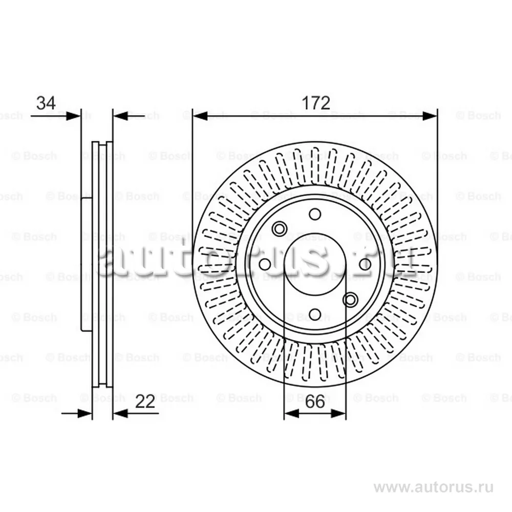 Диск тормозной передний, PREMIUM-2 BOSCH 0 986 479 R63