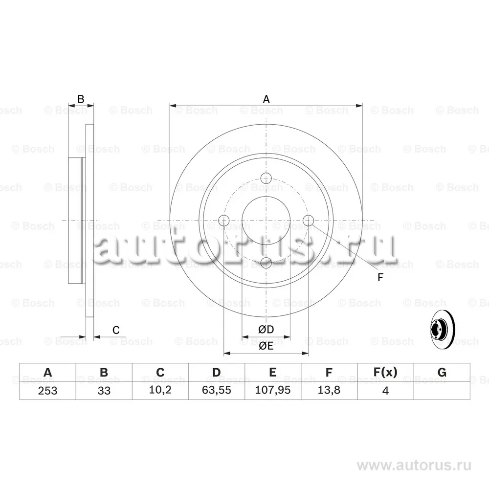 Диск тормозной задний BOSCH 0986478344
