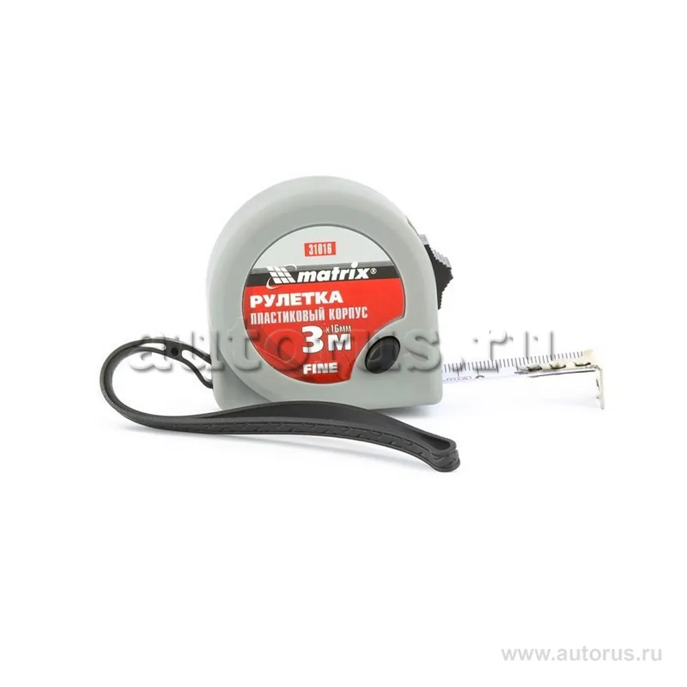 Рулетка Fine, 3 м x13 мм, пластиковый корпус MATRIX 31016