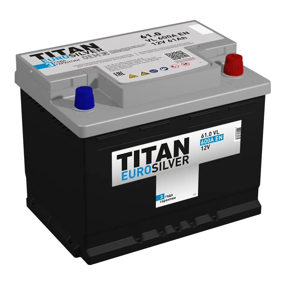 Аккумулятор TITAN EUROSILVER 61 А/ч Обратная R+ 242х175х190 EN600 A