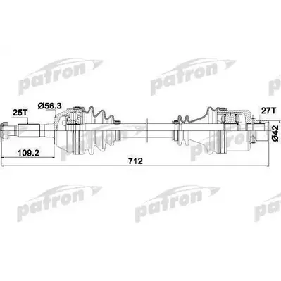 Полуось перед 25x713.5x56.3x27 RENAULT: TRAFIC Van 1.4/1.7 PATRON PDS0076