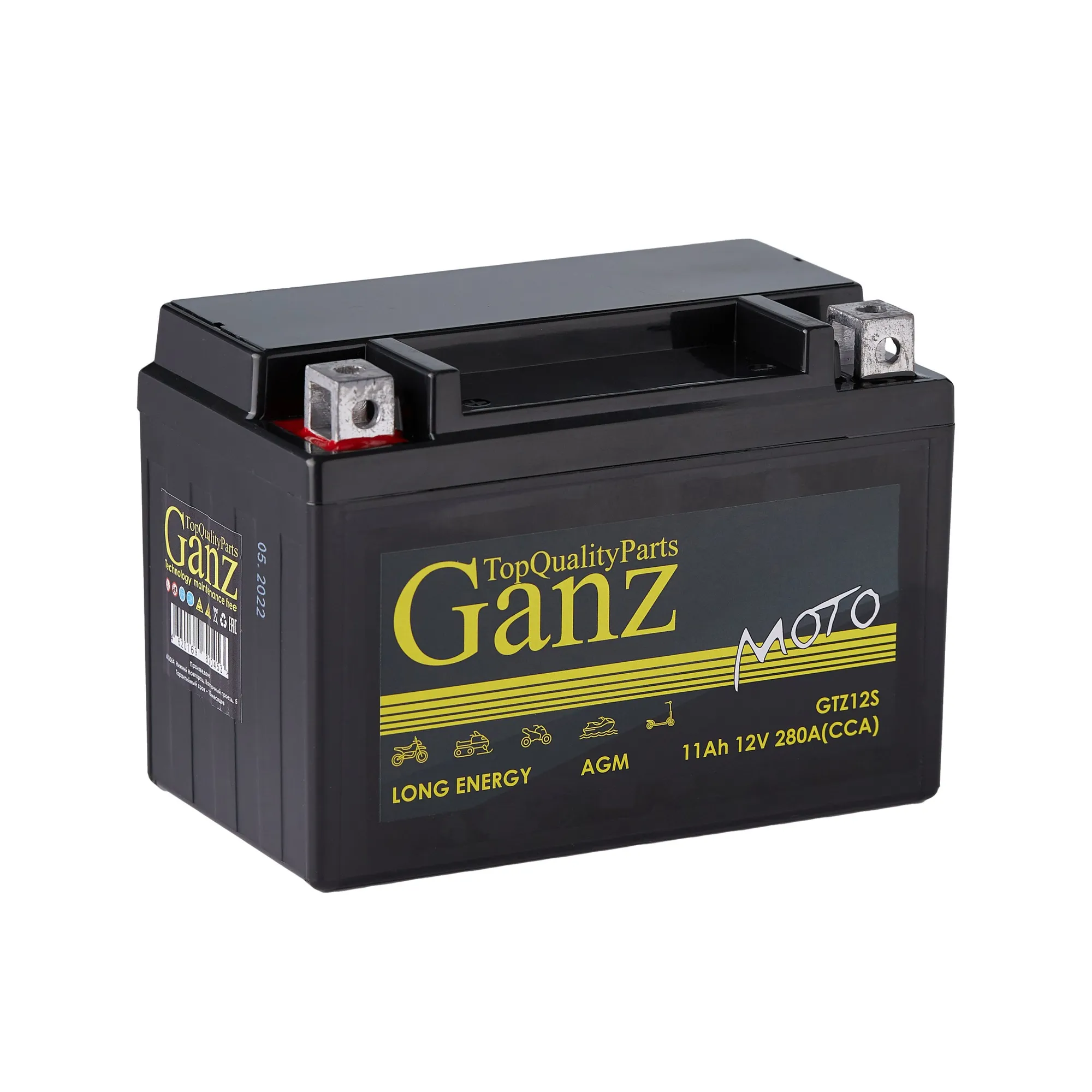 Аккумулятор GANZ мото AGM 11 А/ч прямой L+ 150x87x110 мото EN 280 А