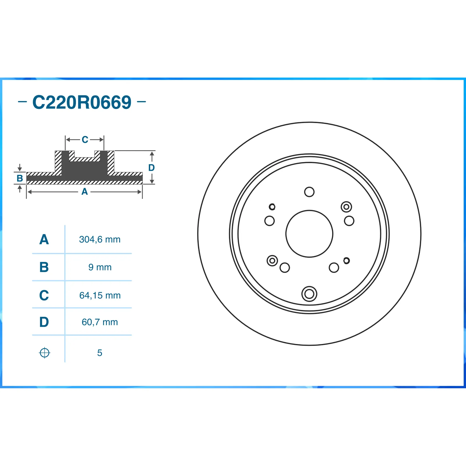 Диск тормозной задний CWORKS C220R0669