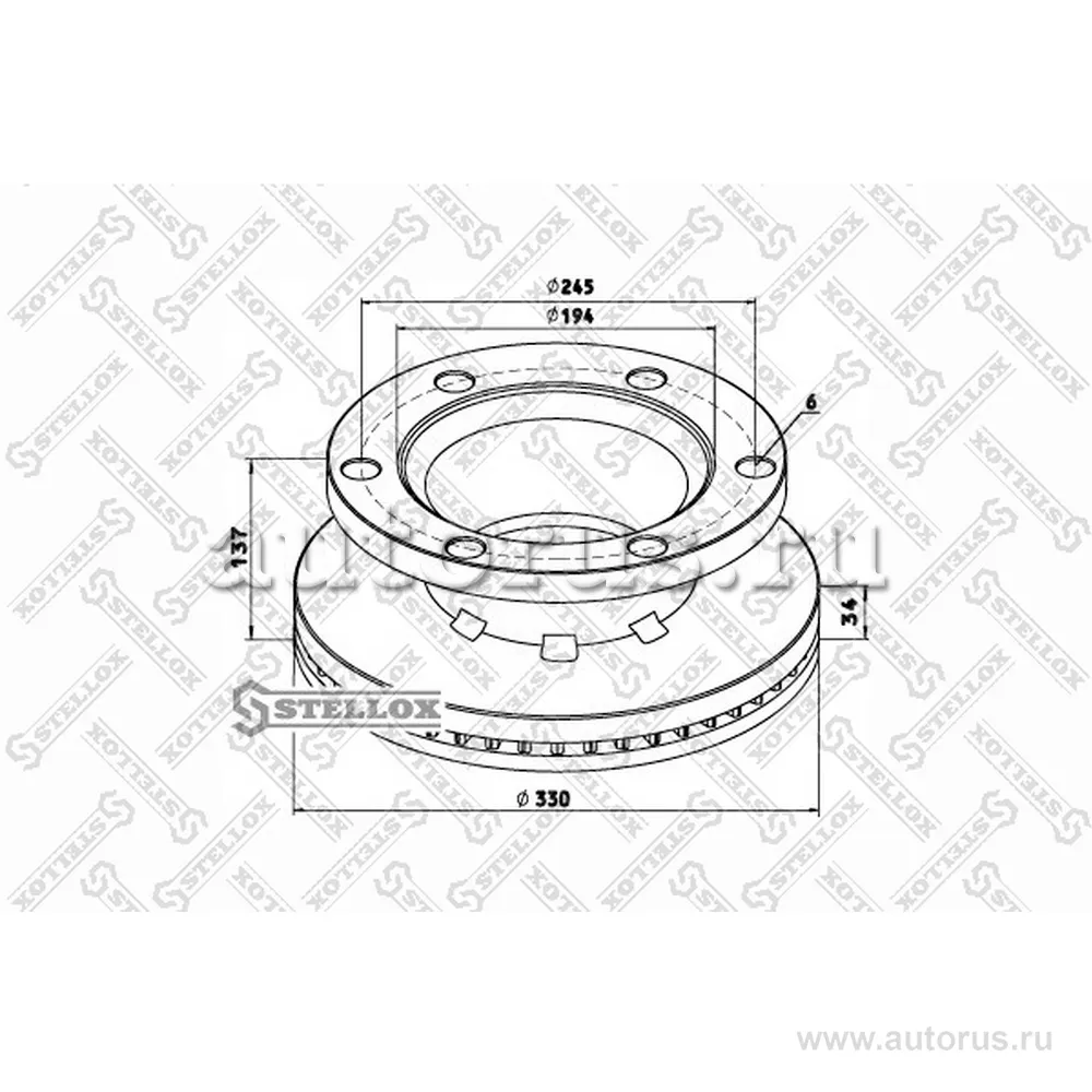 Диск тормозной 330X245X137/34 6N Dотв21 330X245X137/34 STELLOX 8500731_SX