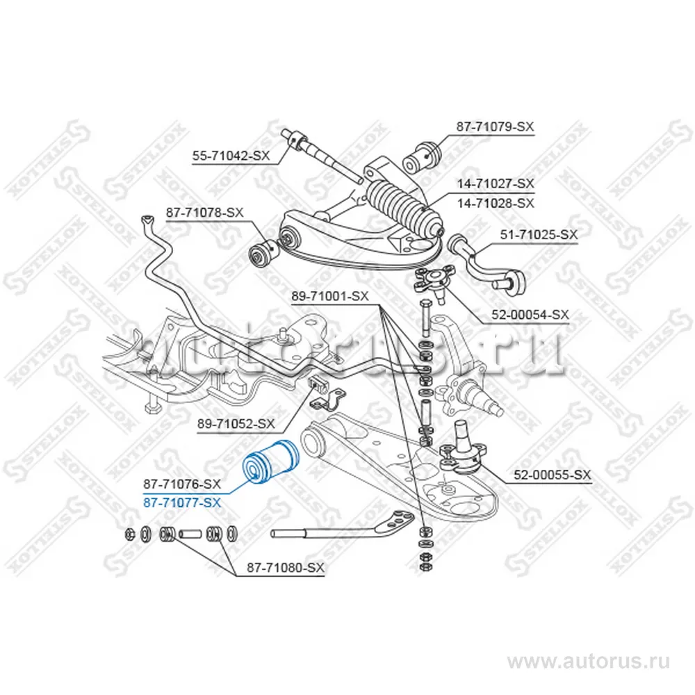 Сайлентблок нижн. рычага внутр. Mazda E2200 SD/SR all 96> STELLOX 87-71077-SX