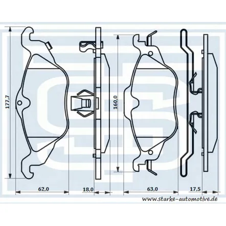 Колодки тормозные перед. OPEL ASTRA G --05.2005 STARKE 175-512