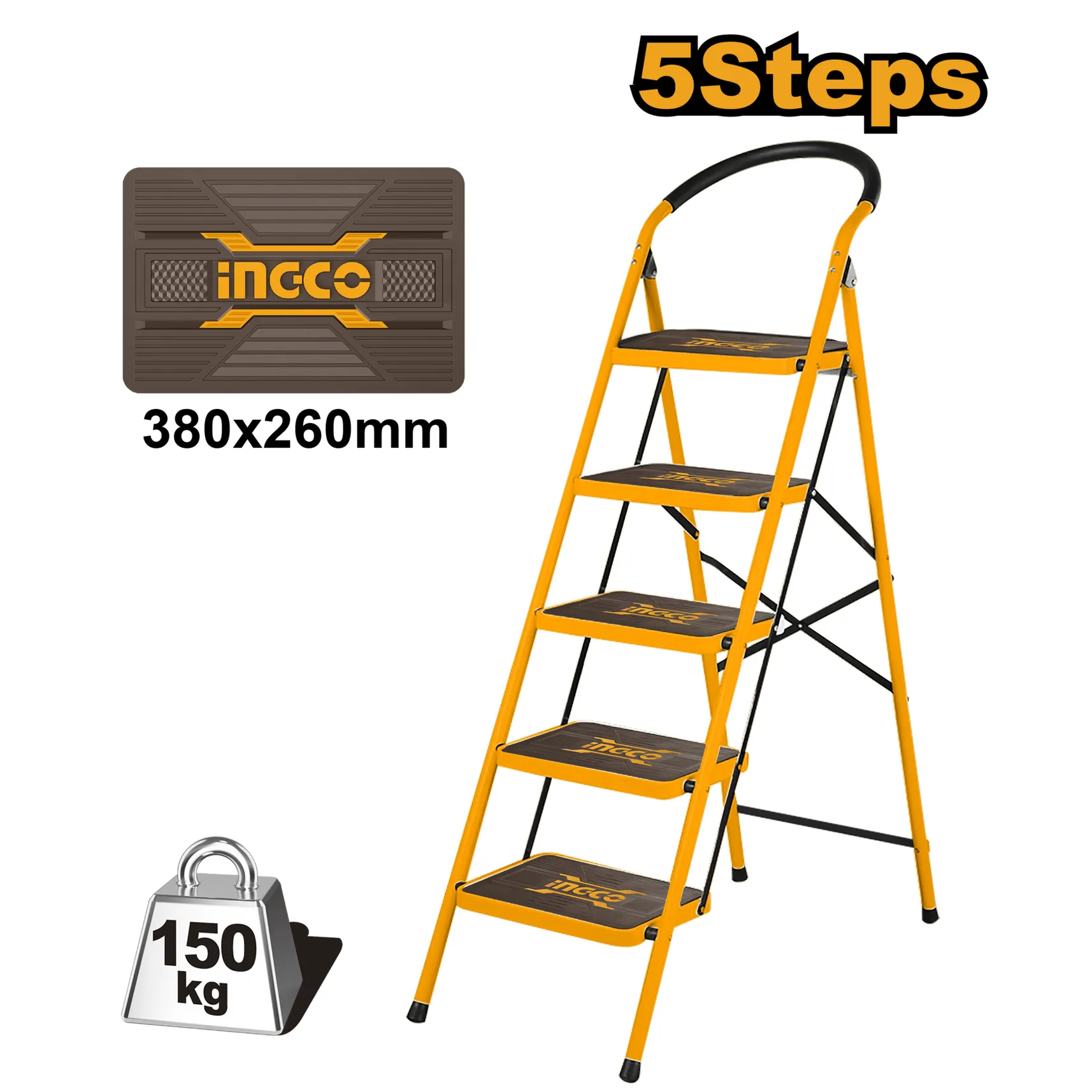 Стремянка стальная, 5 ступеней (2) INGCO HLAD09051