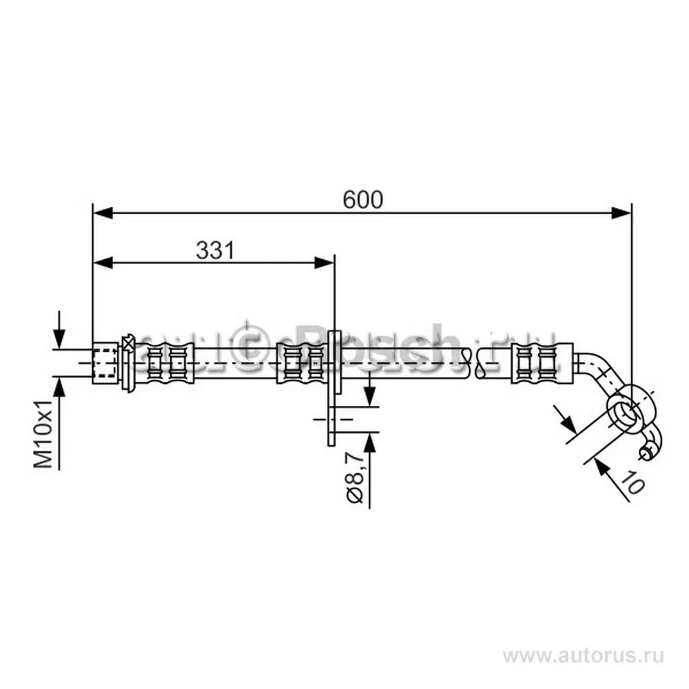 Шланг торм. пер. л Toyota RAV 4 1.82.02.4D 4D 00 05 L600 BOSCH 1 987 476 108