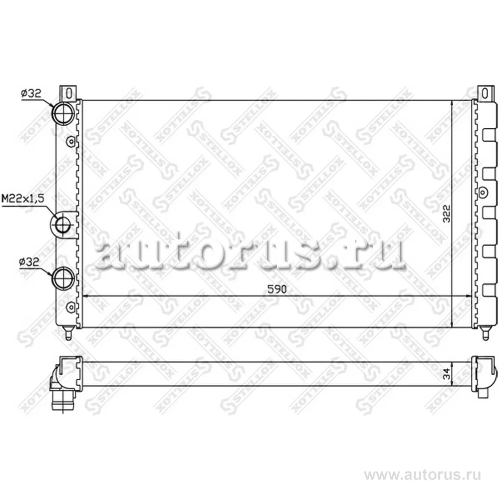 Радиатор системы охлаждения Skoda Felicia 1.9D 95> STELLOX 10-26236-SX